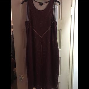 Beautiful Aztec cutout maroon knee-length dress!